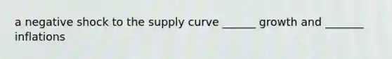 a negative shock to the supply curve ______ growth and _______ inflations