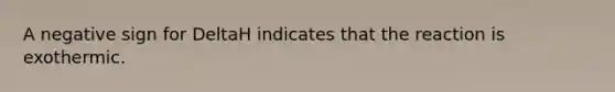 A negative sign for DeltaH indicates that the reaction is exothermic.