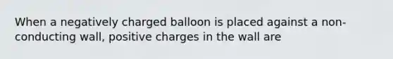 When a negatively charged balloon is placed against a non-conducting wall, positive charges in the wall are