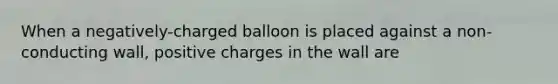 When a negatively-charged balloon is placed against a non-conducting wall, positive charges in the wall are