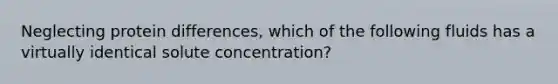 Neglecting protein differences, which of the following fluids has a virtually identical solute concentration?