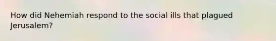 How did Nehemiah respond to the social ills that plagued Jerusalem?