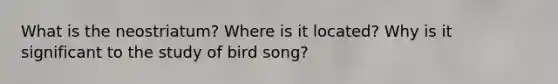 What is the neostriatum? Where is it located? Why is it significant to the study of bird song?