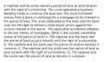 A nephew and his uncle owned a parcel of land as joint tenants with the right of survivorship. The uncle operated a business. Needing funds to continue the business, the uncle borrowed money from a bank in exchange for a mortgage on his interest in the parcel of land. The uncle defaulted on the loan, and the bank now has the right to initiate a foreclosure action against the uncle's interest in the parcel. The applicable jurisdiction adheres to the lien theory of mortgages. What is the current ownership status of the parcel of land? A. The nephew and the bank own the parcel of land as joint tenants with the right of survivorship. B. The nephew and the bank own the parcel of land as tenants in common. C. The nephew and the uncle own the parcel of land as joint tenants with the right of survivorship. D. The nephew and the uncle own the parcel of land as tenants in common.