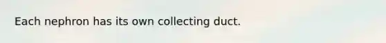 Each nephron has its own collecting duct.