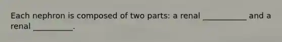 Each nephron is composed of two parts: a renal ___________ and a renal __________.