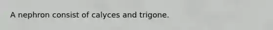 A nephron consist of calyces and trigone.
