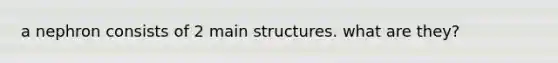 a nephron consists of 2 main structures. what are they?