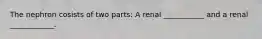 The nephron cosists of two parts: A renal ___________ and a renal ____________.