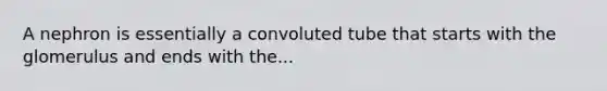 A nephron is essentially a convoluted tube that starts with the glomerulus and ends with the...