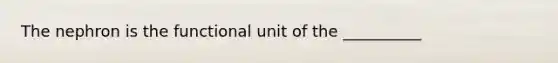 The nephron is the functional unit of the __________