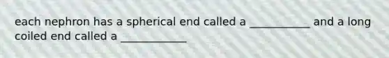 each nephron has a spherical end called a ___________ and a long coiled end called a ____________