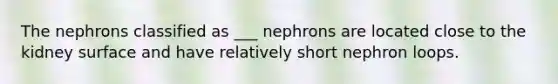 The nephrons classified as ___ nephrons are located close to the kidney surface and have relatively short nephron loops.