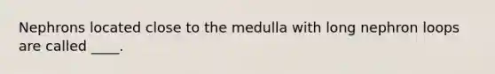 Nephrons located close to the medulla with long nephron loops are called ____.