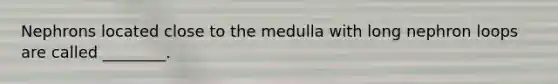 Nephrons located close to the medulla with long nephron loops are called ________.