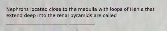 Nephrons located close to the medulla with loops of Henle that extend deep into the renal pyramids are called __________________________ ___________.