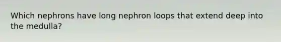 Which nephrons have long nephron loops that extend deep into the medulla?