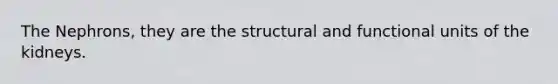 The Nephrons, they are the structural and functional units of the kidneys.