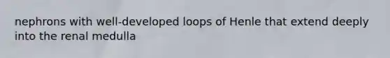 nephrons with well-developed loops of Henle that extend deeply into the renal medulla