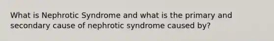 What is Nephrotic Syndrome and what is the primary and secondary cause of nephrotic syndrome caused by?