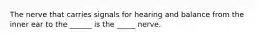 The nerve that carries signals for hearing and balance from the inner ear to the ______ is the _____ nerve.