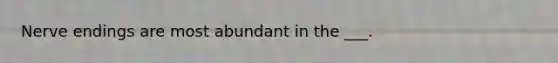 Nerve endings are most abundant in the ___.