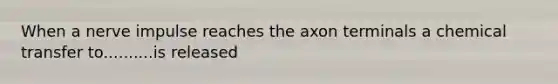 When a nerve impulse reaches the axon terminals a chemical transfer to..........is released