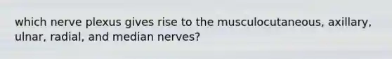 which nerve plexus gives rise to the musculocutaneous, axillary, ulnar, radial, and median nerves?