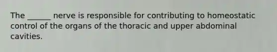 The ______ nerve is responsible for contributing to homeostatic control of the organs of the thoracic and upper abdominal cavities.