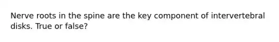 Nerve roots in the spine are the key component of intervertebral disks. True or false?