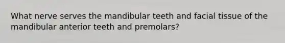 What nerve serves the mandibular teeth and facial tissue of the mandibular anterior teeth and premolars?