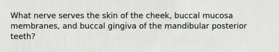What nerve serves the skin of the cheek, buccal mucosa membranes, and buccal gingiva of the mandibular posterior teeth?