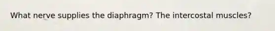 What nerve supplies the diaphragm? The intercostal muscles?