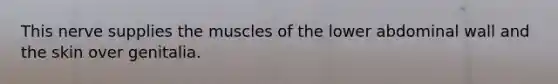 This nerve supplies the muscles of the lower abdominal wall and the skin over genitalia.