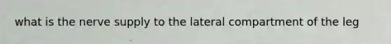 what is the nerve supply to the lateral compartment of the leg