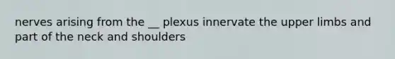 nerves arising from the __ plexus innervate the upper limbs and part of the neck and shoulders