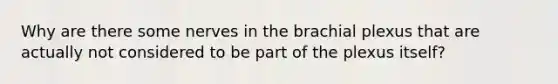 Why are there some nerves in the brachial plexus that are actually not considered to be part of the plexus itself?