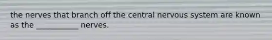 the nerves that branch off the central nervous system are known as the ___________ nerves.