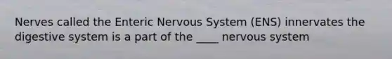 Nerves called the Enteric Nervous System (ENS) innervates the digestive system is a part of the ____ nervous system