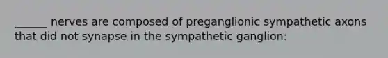 ______ nerves are composed of preganglionic sympathetic axons that did not synapse in the sympathetic ganglion: