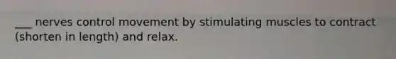 ___ nerves control movement by stimulating muscles to contract (shorten in length) and relax.