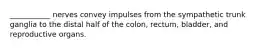 ___________ nerves convey impulses from the sympathetic trunk ganglia to the distal half of the colon, rectum, bladder, and reproductive organs.