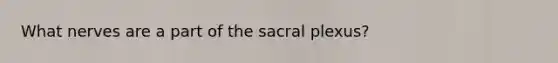 What nerves are a part of the sacral plexus?