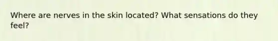 Where are nerves in the skin located? What sensations do they feel?