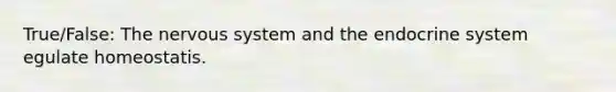 True/False: The nervous system and the endocrine system egulate homeostatis.