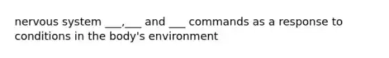 nervous system ___,___ and ___ commands as a response to conditions in the body's environment