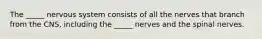 The _____ nervous system consists of all the nerves that branch from the CNS, including the _____ nerves and the spinal nerves.