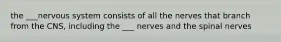 the ___nervous system consists of all the nerves that branch from the CNS, including the ___ nerves and the spinal nerves