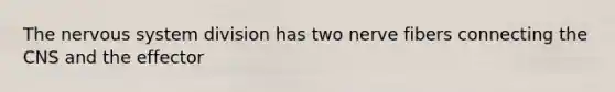 The <a href='https://www.questionai.com/knowledge/kThdVqrsqy-nervous-system' class='anchor-knowledge'>nervous system</a> division has two nerve fibers connecting the CNS and the effector