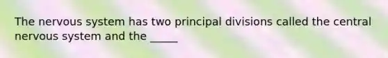 The nervous system has two principal divisions called the central nervous system and the _____